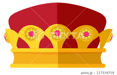 Royal golden ruler hat. Precious crown icon Royal golden ruler hat. Precious crown icon 117539759