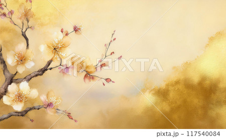 美しい和風の梅背景イラスト AI生成画像 美しい和風の梅背景イラスト AI生成画像 117540084