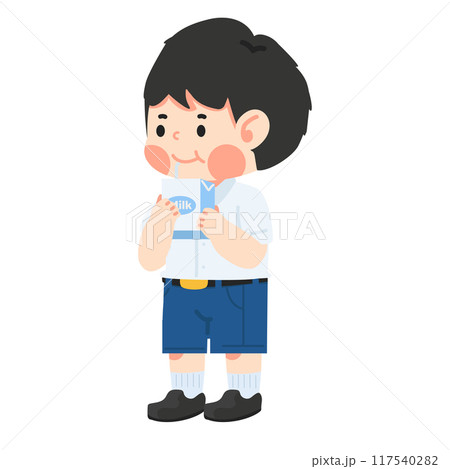 kid boy is drinking milk 117540282
