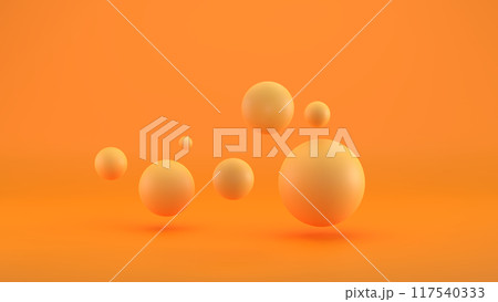 Abstract 3D rendering of orange spheres, modern banner 117540333