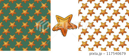 Set Creative marine seamless pattern. Pattern in hand draw style, created for fabrics 117540679