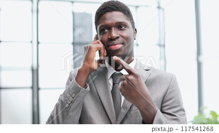 Portrait of a serious entrepreneur making a phone call 117541268
