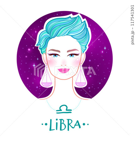 Libra zodiac sign female portrait 117541301
