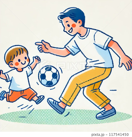 サッカーをする親子 117541450