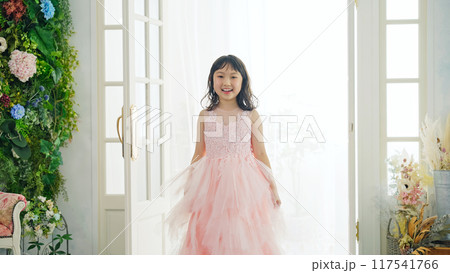 ドレスを着た女の子 写真館 七五三 ハーフ成人式 ドレスを着た女の子 写真館 七五三 ハーフ成人式 117541766