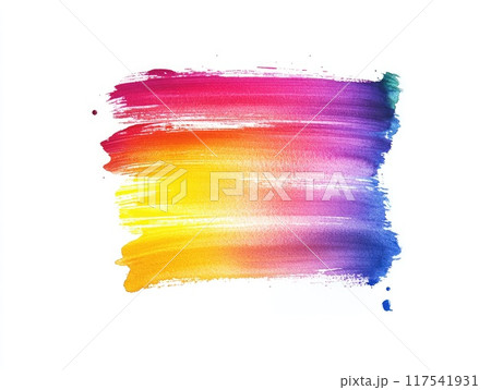 Vibrant rainbow brush stroke on white background for artistic design projects 117541931
