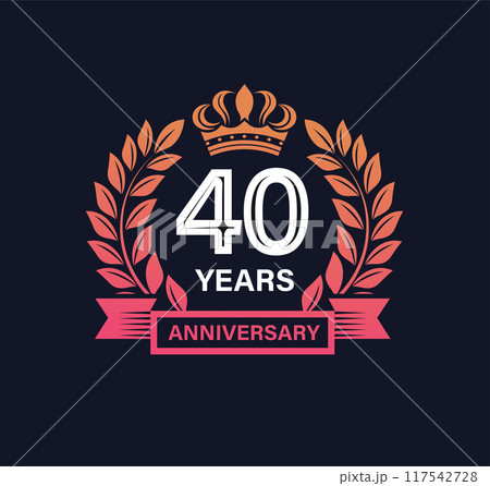 40 years, Anniversary Emblems Logo in a golden vector illustration 117542728