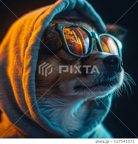Fashionable Fido: Hooded Hound with Digital Distinction Fashionable Fido: Hooded Hound with Digital Distinction 117543371