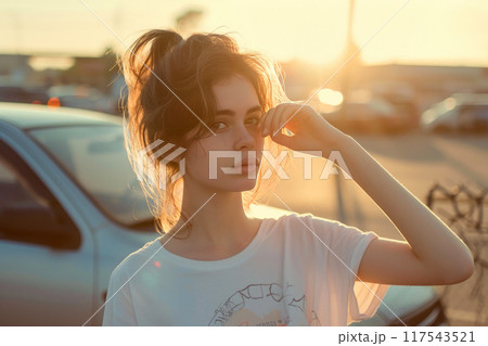 Modern Elegance: Casual Chic at Sunset 117543521