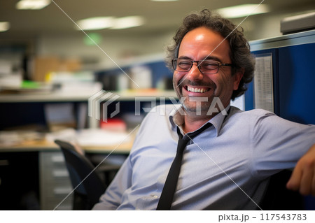 Smiling 45-Year-Old Male Psychologist in Semi-Formal Attire 117543783