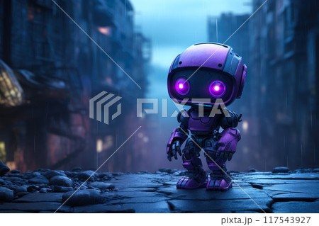 Futuristic Cybernetic Companion in Ruins 117543927