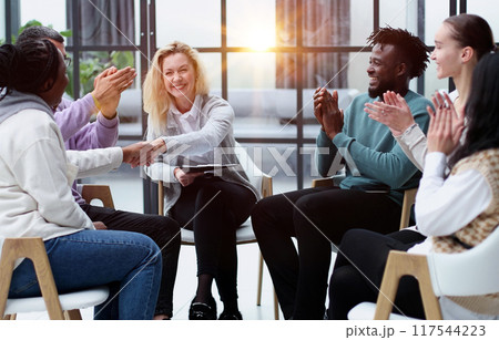 business people attending a seminar in board room 117544223