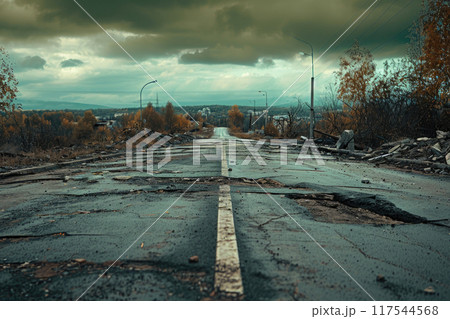 Destruction Unveiled: Desolate Roadway 117544568
