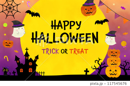 ハロウィンの手書き風背景イラスト 117545676