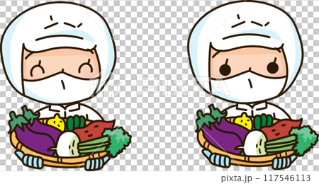 Food processing staff with lots of vegetables 117546113