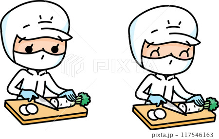 野菜を切る食品加工スタッフ 117546163