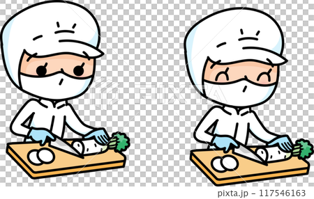 野菜を切る食品加工スタッフ 117546163