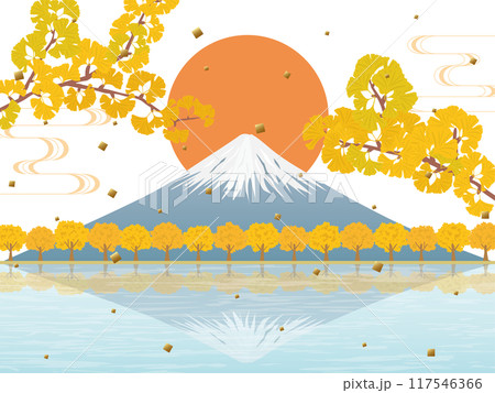 イチョウと富士山 イチョウと富士山 117546366