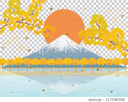 銀杏和富士山 117546366