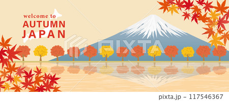 紅葉と富士山 117546367