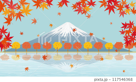 紅葉と富士山（フルHD 16:9サイズ） 117546368