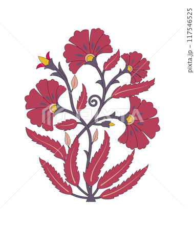 Tradition mughal motif, fantasy flowers in retro, vintage style Tradition mughal motif, fantasy flowers in retro, vintage style 117546525