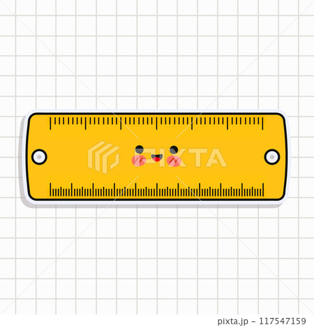 Cute funny Ruler sticker. Vector hand drawn cartoon kawaii character illustration icon. Isolated on background. Ruler card character concept Cute funny Ruler sticker. Vector hand drawn cartoon kawaii character illustration icon. Isolated on background. Ruler card character concept 117547159