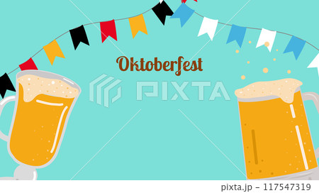 Oktoberfest annual beer festival in Germany banner. Popular cultural event in world. Second half of September beginning of October. Poster invitation template. Vector illustration. Oktoberfest annual beer festival in Germany banner. Popular cultural event in world. Second half of September beginning of October. Poster invitation template. Vector illustration. 117547319