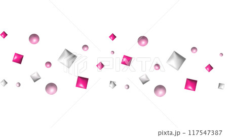 3d Confetti Firecracker Ribbon Paper Element Set. Bright colored figures fly in different directions. Figures in middle. Poster design postcard banner web design. Vector. 117547387