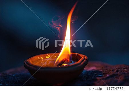 Beautiful greeting card with bright holiday composition for happy and celebrate Diwali Beautiful greeting card with bright holiday composition for happy and celebrate Diwali 117547724