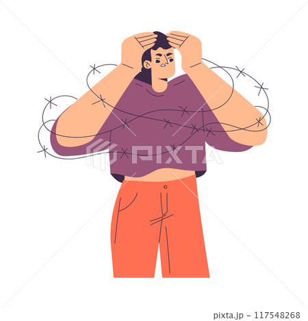 Negative Emotion with Frustrated Woman Character Express Feeling Vector Illustration 117548268