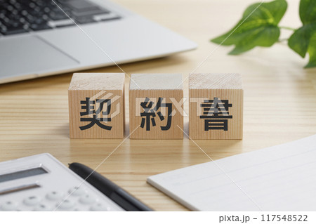 契約書と書かれた積み木のブロック 契約書と書かれた積み木のブロック 117548522