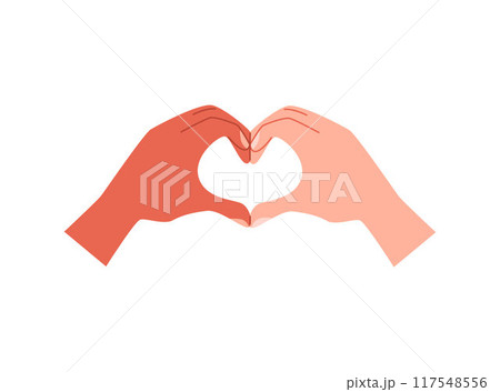Vector image of hands creating a heart shape in flat style. Vector image of hands creating a heart shape in flat style. 117548556
