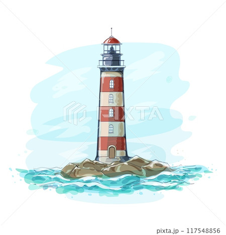 Watercolor lighthouse aquarelle Watercolor lighthouse aquarelle 117548856
