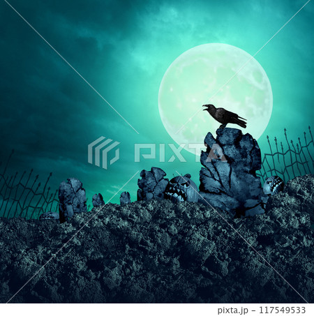 Spooky Grave Yard Background 117549533