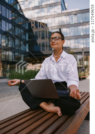 Experience Professional Meditation in a Modern Office for Better Focus and Serenity 117549659
