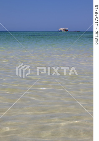 Mediterranean sea and a boat, Djerba, Tunisia 117549718