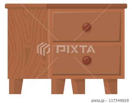 Wooden drawer chest cartoon icon. Nightstand or dresser Wooden drawer chest cartoon icon. Nightstand or dresser 117549929