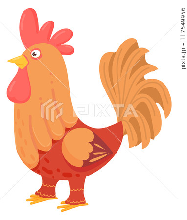 Colorful rooster. Male bird. Cock farm character Colorful rooster. Male bird. Cock farm character 117549956