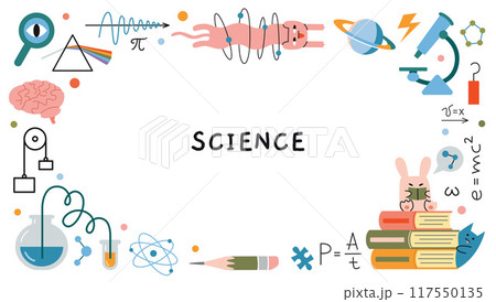 Science research concepts. Round frame on the theme of physics, biology and chemistry. Education and study concept. Trendy modern vector illustration isolated on white, hand drawn, flat Science research concepts. Round frame on the theme of physics, biology and chemistry. Education and study concept. Trendy modern vector illustration isolated on white, hand drawn, flat 117550135