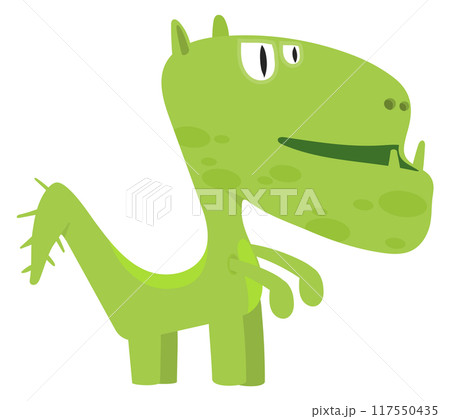 Green reptile monster. Cartoon scary dragon character 117550435