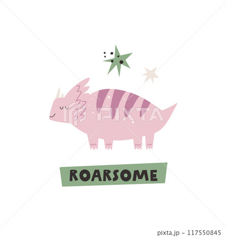 Vibrant Hand-Drawn Vector Cartoon Dinosaur Illustrations Vibrant Hand-Drawn Vector Cartoon Dinosaur Illustrations 117550845