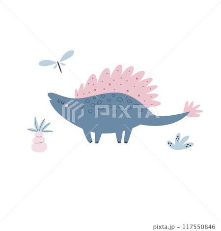 Vibrant Hand-Drawn Vector Cartoon Dinosaur Illustrations Vibrant Hand-Drawn Vector Cartoon Dinosaur Illustrations 117550846