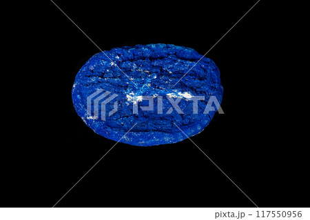 Macro mineral stone Azurite in siltstone against black background Macro mineral stone Azurite in siltstone against black background 117550956