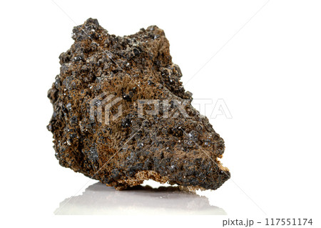 Macro of a mineral stone Vesuvianite on a white background 117551174
