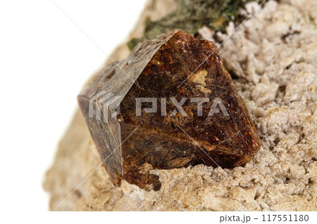 Macro stone Zircon mineral on white background Macro stone Zircon mineral on white background 117551180