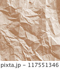 Kraft paper texture.Craft wrapping paper. The texture of a flat crumpled sheet of cellulose products. Old tattered page surface background. Eco-friendly empty aged recyclable packaging. 117551346