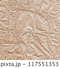 Kraft paper texture.Craft wrapping paper. The texture of a flat crumpled sheet of cellulose products. Old tattered page surface background. Eco-friendly empty aged recyclable packaging. 117551353