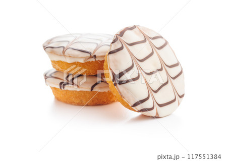 Sweet dessert with sugar coating isolated on white background. Sweet dessert with sugar coating isolated on white background. 117551384