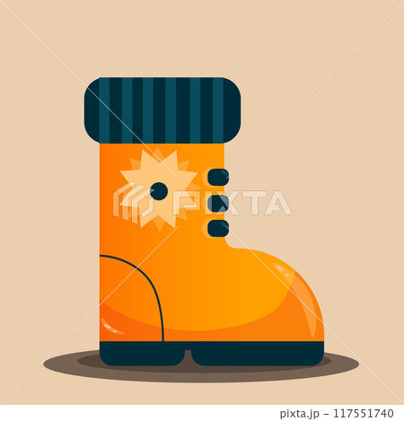 Illustration of a warm orange boot with blue trim and ornamentation. Autumn illustration Illustration of a warm orange boot with blue trim and ornamentation. Autumn illustration 117551740